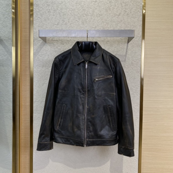 「#9619」Prada jacket; Genuine leather; Customized